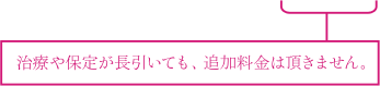 治療や保定が長引いても、追加料金は頂きません。
